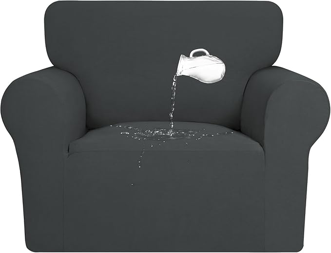 PureFit 100% Dual Waterproof Couch Cover Slipcovers for Couches and Sofas - Stretch Non Slip Fleece Sofa Covers Washable, Leakproof Furniture Protector for Kids, Pets, Dog (Chair, Dark Gray) by PureFit