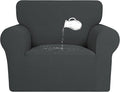 PureFit 100% Dual Waterproof Couch Cover Slipcovers for Couches and Sofas - Stretch Non Slip Fleece Sofa Covers Washable, Leakproof Furniture Protector for Kids, Pets, Dog (Chair, Dark Gray) by PureFit