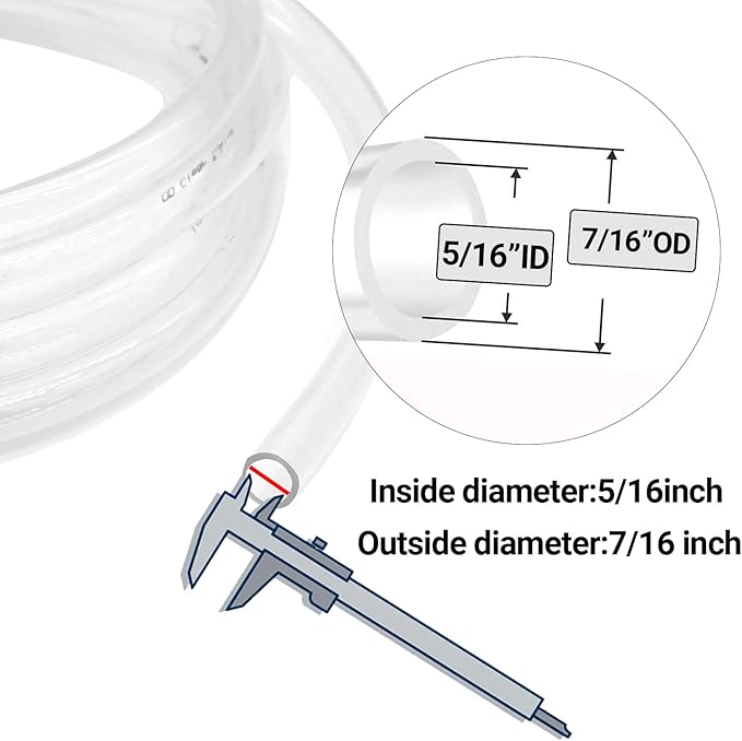 Clear Vinyl Tubing 5/16" ID × 7/16" OD -50 Ft 60PSI,Flexible Plastic Tubing, BPA Free Non-Toxic, Multipurpose Hybrid Clear Reinforced Tube with 2 Screw Clamps - Image 2