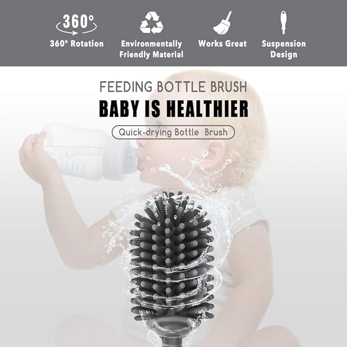 Silicone Bottle Cleaning Brush with Long Handle, 12.5" Water Bottle Cleaner for Baby Bottles, Hydro Flask, Sports Bottle, Vase, Glassware, Perfect for Smaller Diameter Bottle Openings (One Pack) - Image 2