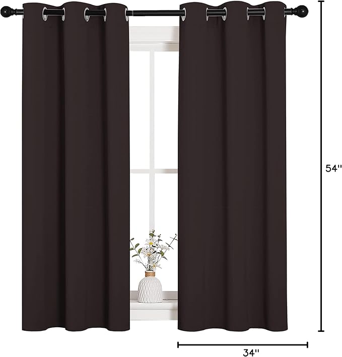 NICETOWN Room Darkening Draperies Curtains, Energy Smart Thermal Insulated Solid Grommet Curtains/Drapes Window Panels (2 Panels, 34-inch x 54-inch, Toffee Brown) - Image 8