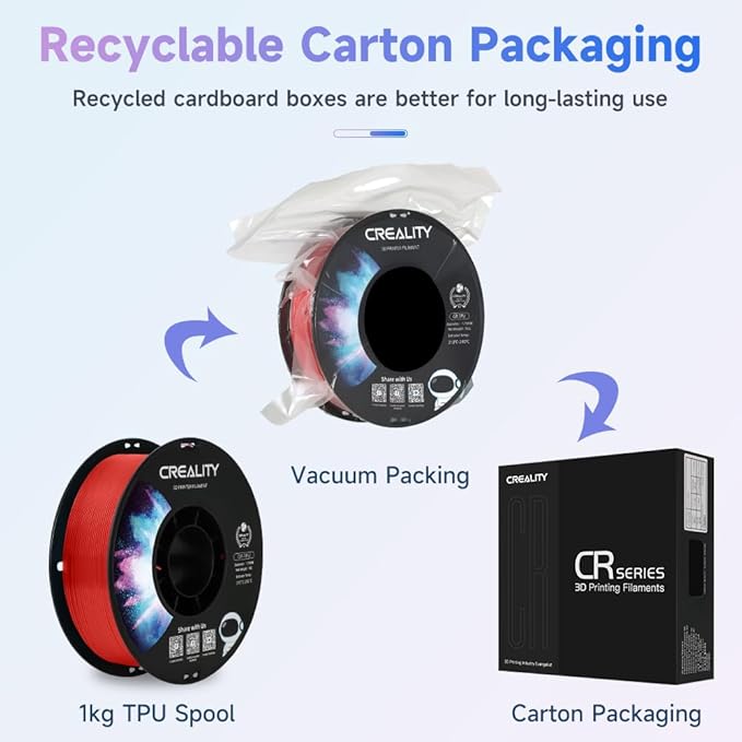 Official Creality TPU Filament, Flexible 3D Printer Filament 1.75mm, 95A Shore High Hardness & Resilience, Dimensional Accuracy +/- 0.03 mm for Most FDM 3D Printers - Image 6