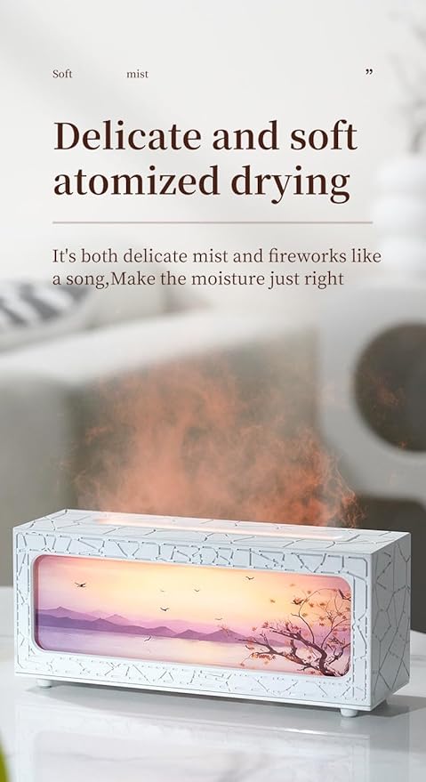 Fireplace Flame Essential Oil Diffuser - 7 Color LED Ultrasonic Aromatherapy Humidifier, 250ml, with Timer, Suitable for Home, Bedroom, Office, Yoga (C08W) - Image 2