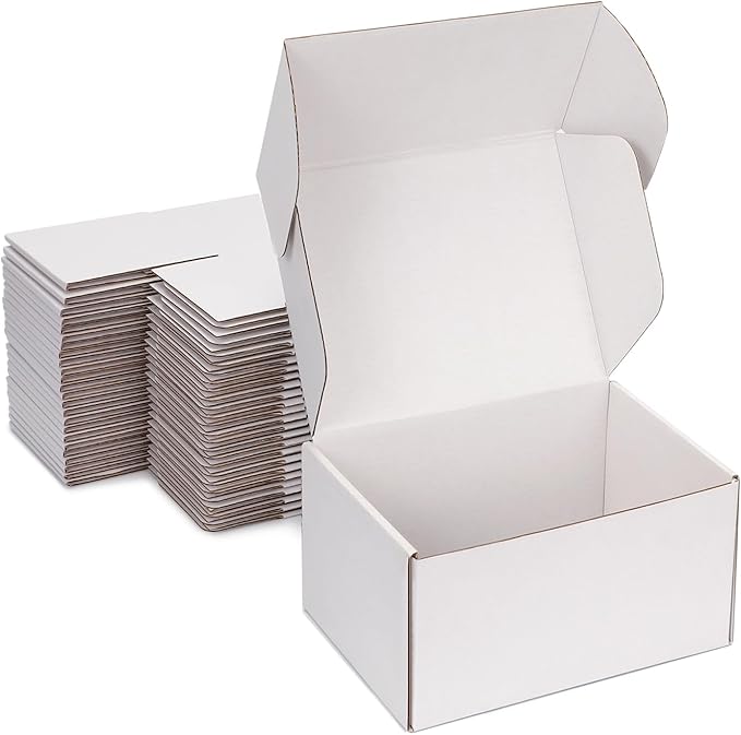 Small Shipping Boxes 6x6x4 Inch (25 Pack) - Sturdy White Corrugated Cardboard Boxes for Small Business, Ecommerce, Mailing & Packaging | Recyclable Gift & Storage Boxes by DUZCLI