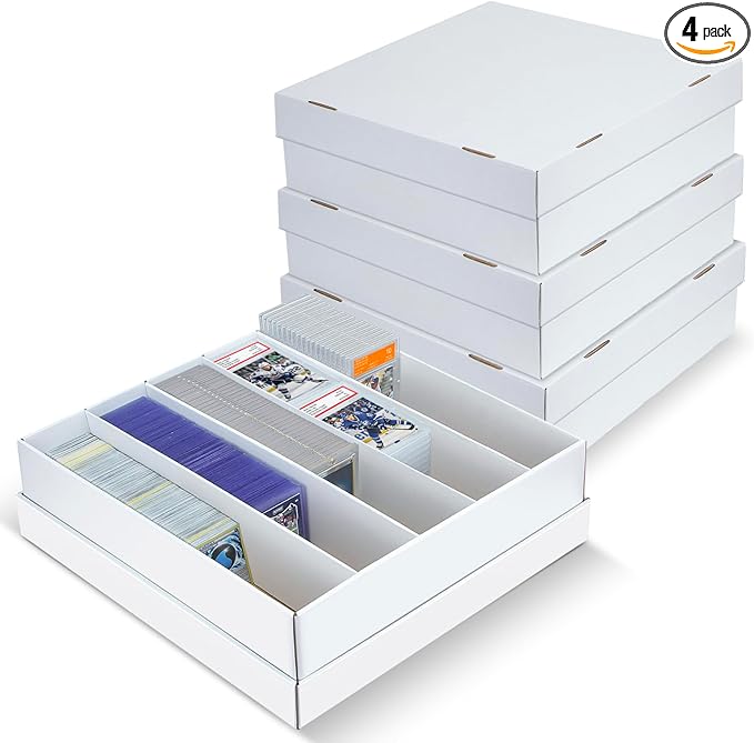 4 Pack Trading Card Storage Box - 5 Rows, Cardboard Storage Box holds 1100+ Top Loaders, Graded Card Holder Organizer Case fits PSA/HGA Slabs by ULTRGEE
