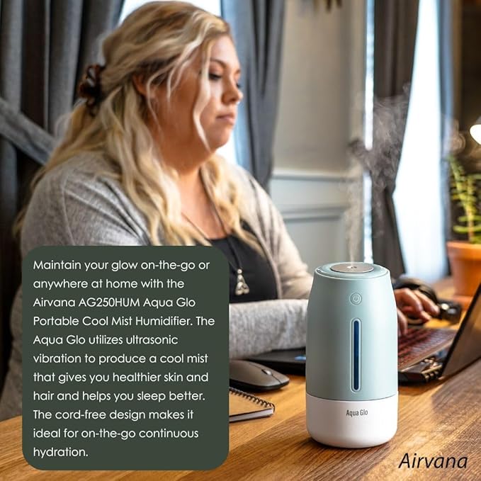 AG250HUM-V2-C Personal, Portable Humidifier – Ultrasonic Cool Mist Output with Built In Rechargeable Battery – Up to 5 Hours of Use - Charcoal - Image 5