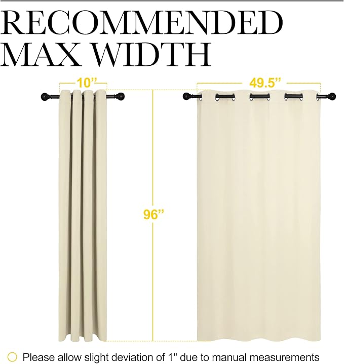 NICETOWN Beige Room Darkening Curtains 96" Long for Boho Farmhouse Home Decoration, Window Treatment Total Privacy Drape Panels for Bedroom Living Room Guest Room (55" Wide, Set of 2) - Image 7