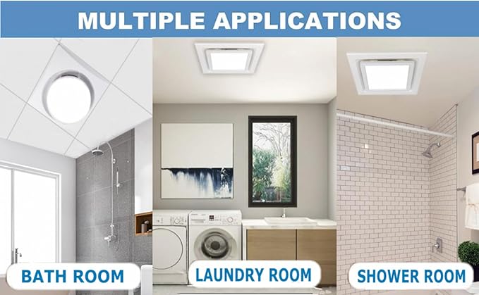 Nalle Ventilation Fans Bathroom Exhaust Fan with Light 12 inch Panel 6000K 18W Round LED 110 CFM 1.0 Sones 4 Inch Duct,110V Ceiling Mount Exhaust Fan for Shower,Bathroom,Office,Home (YFL-250) - Image 3