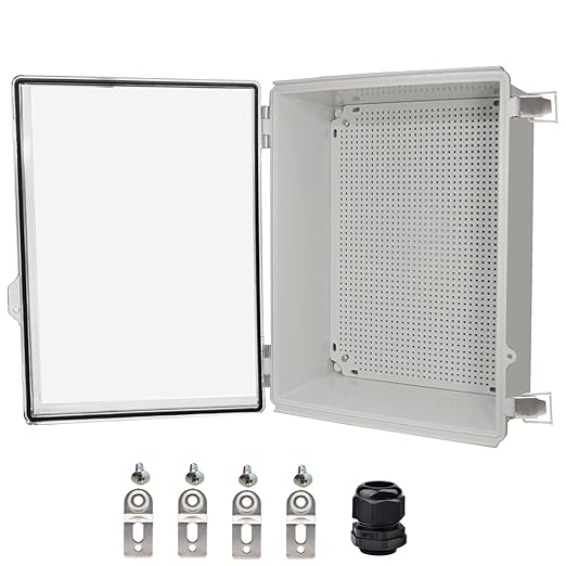 Waterproof Electrical Box, IP67 Junction Box Stainless Steel Latch Hinged Clear Cover Project Enclosure with Wall Bracket 15.7" x 11.8" x 7.1" by YETLEBOX