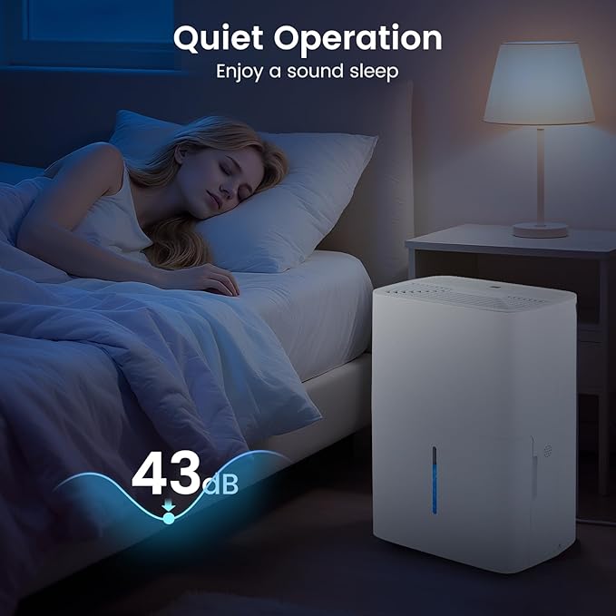 DORTALA 65 Pints Energy Star Dehumidifier for 5000 Sq.Ft Large Rooms, Basement, Bathroom, Home Dehumidifier with Drain Hose, 2 Modes, 24H Timer, 1.4 Gal Water Tank, Auto Defrost, White - Image 6