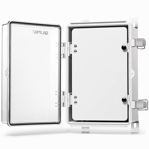 QILIPSU Waterproof Junction Box IP67 Outdoor Plastic Electrical Project Enclosure Weatherproof with Inner Door, Mounting Plate, Wall Brackets, Hinged Clear Cover 11.8"x7.9"x6.7" CC-D by QILIPSU