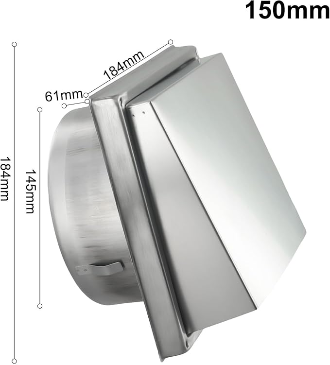 Stainless Steel Vent Outlet Wall Air Vent Cover for Bathroom Kitchen Ceiling Exhaust Grille 125mm 150mm Adjustable Air Vent Grille Silver Metal Duct Cover(150MM) - Image 7