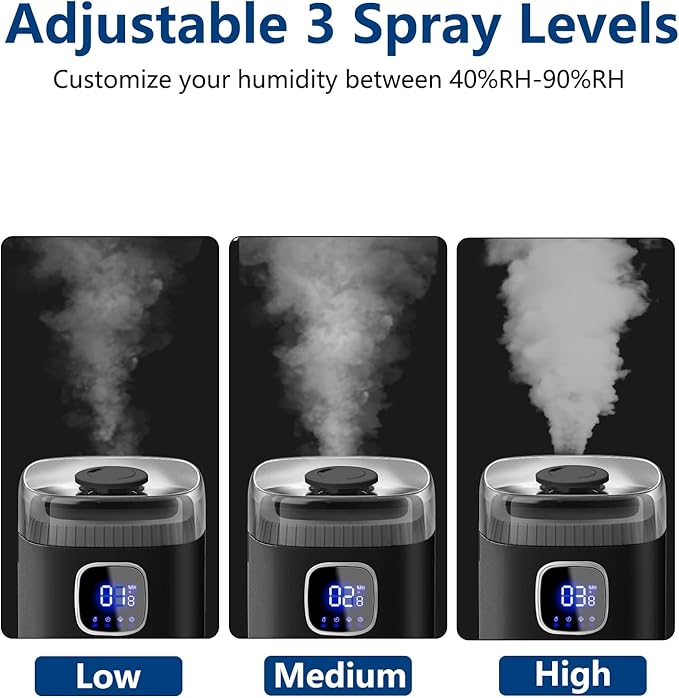 KZF Large Humidifier for Bedroom, 9L/2.5Gallon Ultrasonic Cool Mist Humidifier with Humidistat, 360°Nozzle, 350ML/H Big Mist Level, Suitable for Kids Room Livingroom Yoga Office Plant - Image 2