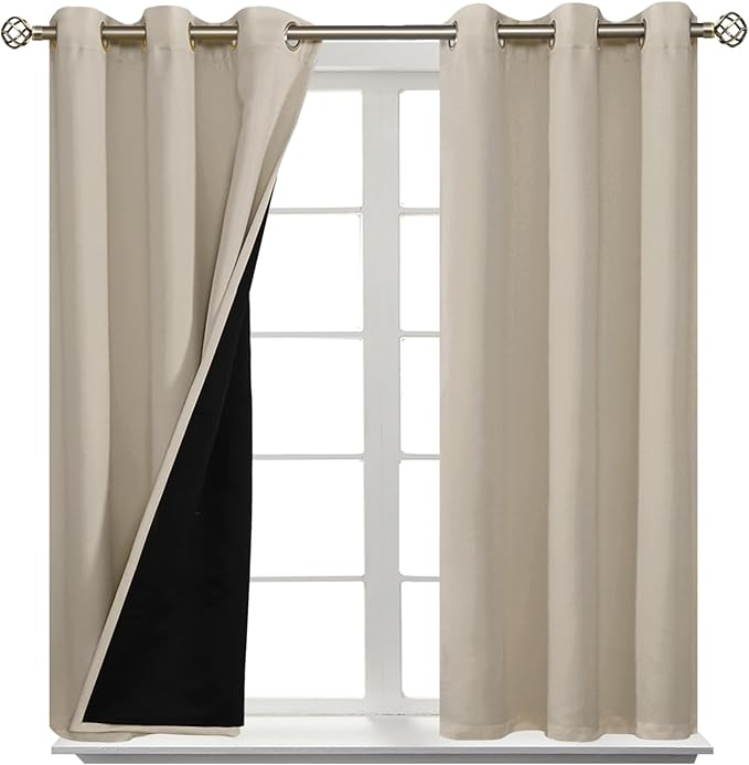BGment Short 100% Blackout Curtains for Bedroom, Thermal Insulated Energy Efficiency Noise Reducing Grommet Curtains 54 Inch Length with Liner for Small Window 2 Panels Each 42 Inch Wide, Cashmere - Image 8