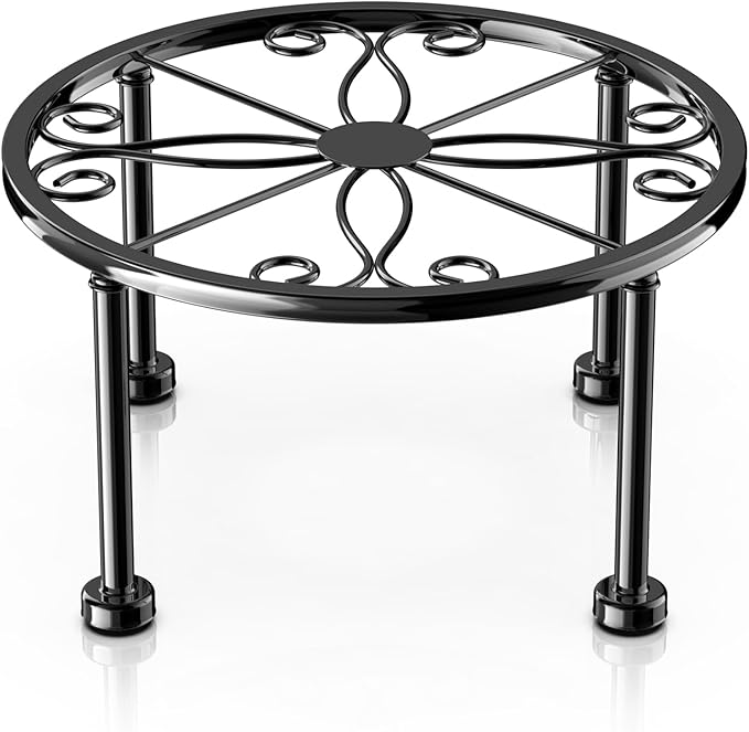 Garden Gifts Plant Lovers Gifts Black Metal Plant Stand with Anti-Slip Base Rustproof Heavy Duty Decorative Round Flower Stand Display Shelf for Indoor/Outdoor by MetalBlackPlantStands
