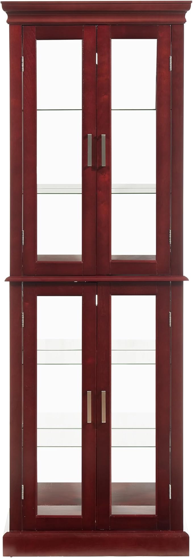 Lighted Wooden Display Curio Cabinet,Cabinet with Tempered Glass Door & 6 Shelves,Vintage 3 Side Glass Display Curio Cabinet,Bar and Liquor Storage Area,Glass Bookshelf,E26 light bulb Unincluded - Image 6