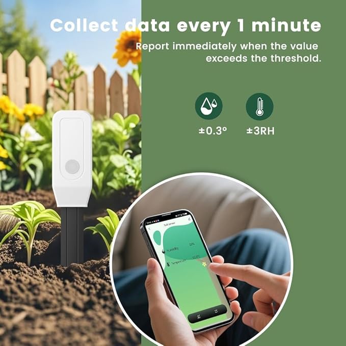 Zigbee Smart Soil Sensor, Temperature and Moisture Meter with Tuya App Control, Garden and Greenhouse Monitor - Image 3
