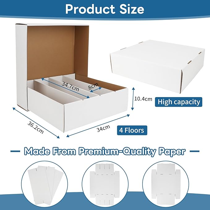 Trading Card Storage Box 3120 Count Collector Cards Box White Sports Card Storage Boxes Card Sorting Tray Cases Cards Collection Trading Cards Box for Soccer Basketball Cards(4 Set) - Image 2