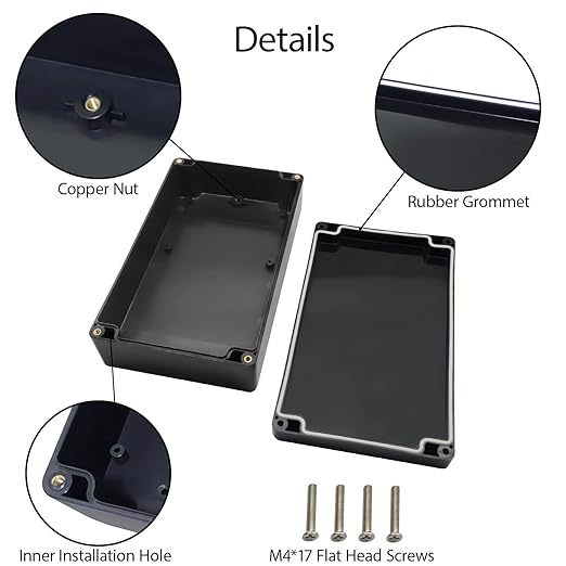LeMotech Project Box ABS Plastic Junction Box IP65 Waterproof Hobby Box Electrical Boxes Universal Enclosure for Electronic Black 7.8 x 4.7 x 2.2 inch(200x120x56mm)（Pack of 2 - Image 4