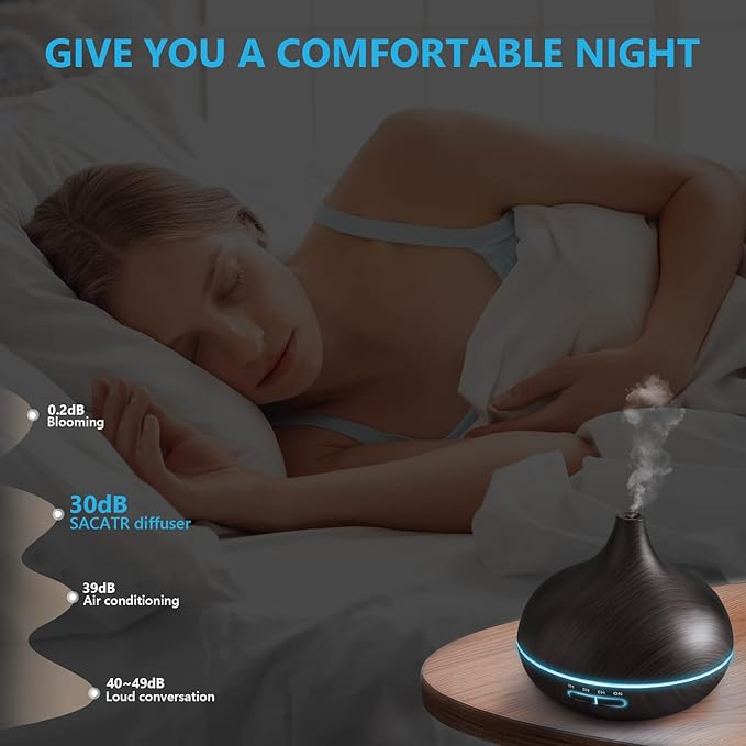 Diffusers for Essential Oils Large Room, 550ml Essential Oil Diffusers with Remote Control, Ultrasonic Oil Diffuser with Timer, 7 Colors Light for Bedroom - Image 6