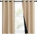 NICETOWN Bedroom Full Blackout Curtain Panels, Set of 2 Pcs, 37 by 40-inch, Biscotti Beige, Super Thick Insulated Grommet Drapes, Double-Layer Blackout Draperies with Black Liner for Small Window by NICETOWN