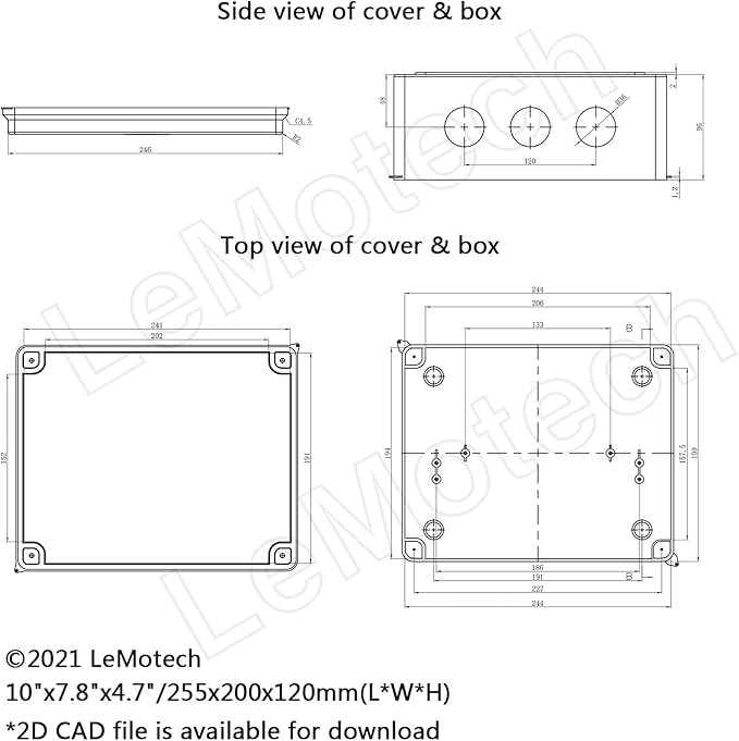 LeMotech Junction Box, ABS Plastic IP65 Waterproof and Dustproof, Universal Electrical Enclosure, Outdoor and Indoor Project Box, 10" x 7.9" x 4.7", White - Image 6
