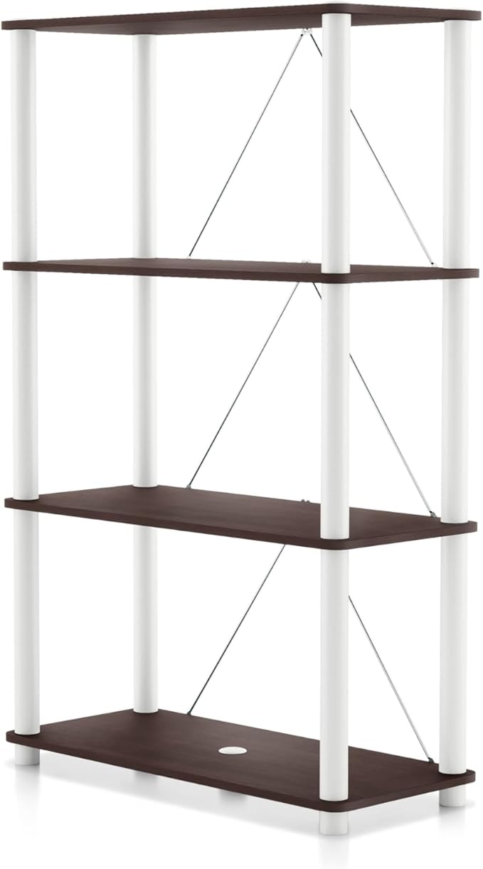 Homes: Inside + Out Apexa Modern 4-Tier Wide Shelving Units, Collectibles Display Shelves, Easy Assembly Standing Shelf, Home Storage Organizer for Living Room, Bedroom, Office, Espresso by HOMESInsideOut