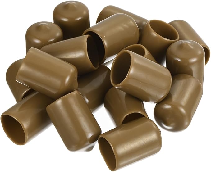 uxcell 20pcs Rubber End Caps 14.5mm ID Vinyl PVC Round Tube Bolt Cap Cover Screw Thread Protectors Light Brown - Image 4