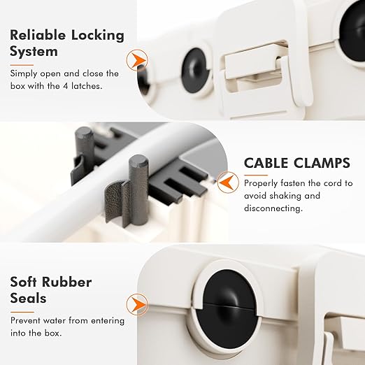 RESTMO 5-Piece Outdoor Waterproof Electrical Box Set – 12.5" x 8.5" x 5" Large & 7.1" x 2.3" x 2.3" Small, Weatherproof Boxes for Power Strip, Outlet, Plug, Socket, Timer, Holiday Light, White - Image 3