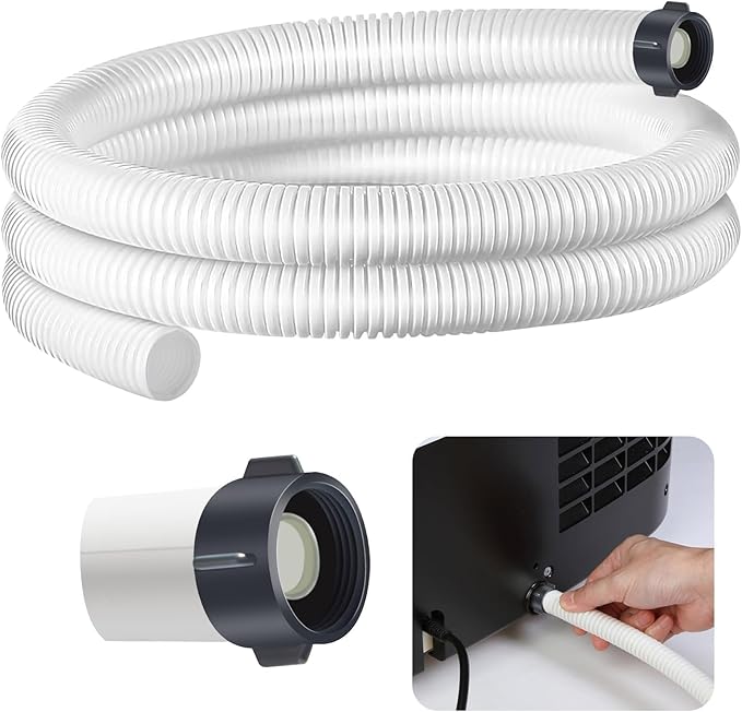 Dehumidifier Drain Hose 3/4 Inches FHT Connection with Rust-Resistant PE Connectors Cuttable Drainage Pipe Replacement Hose for Most Brand of Dehumidifiers, 5 Feet White by Unknown