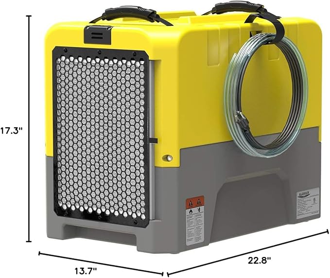 ALORAIR 180 PPD Commercial Dehumidifier with Pump Drain Hose, LGR Dehumidifiers for Basement Warehouse & Job Sites, Crawl Space Dehumidifier for Water Damage Restore, 5-Year-Limited Warranty, Yellow - Image 8