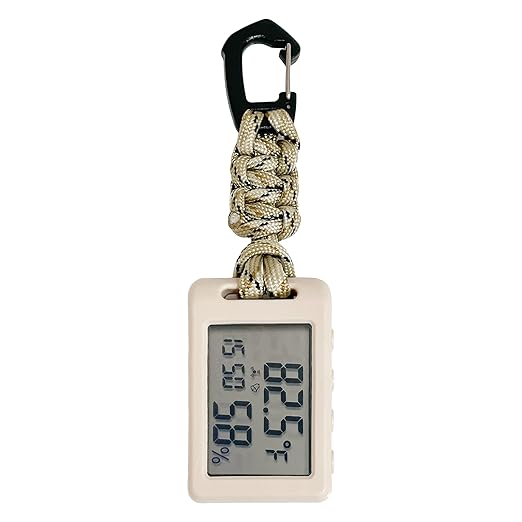 Digital Thermometer,Room Thermometer Indoor,Temperature Humidity Monitor with Display Time Date,Hygrometer Indoor Humidity with Carabiner Clip,Outdoor Thermometer for Camping Hiking Travel by CryzhalinX
