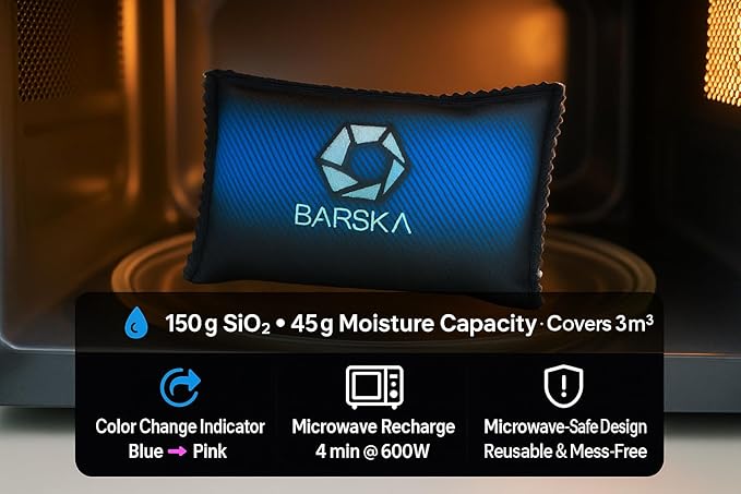 BARSKA Rechargeable Desiccant Dehumidifier - Safe Moisture Absorber for Home Closets, Gun Safes, Basement, Garage, Cars - Microwaveable - Portable Blue Dehumidifying Solution - Image 5