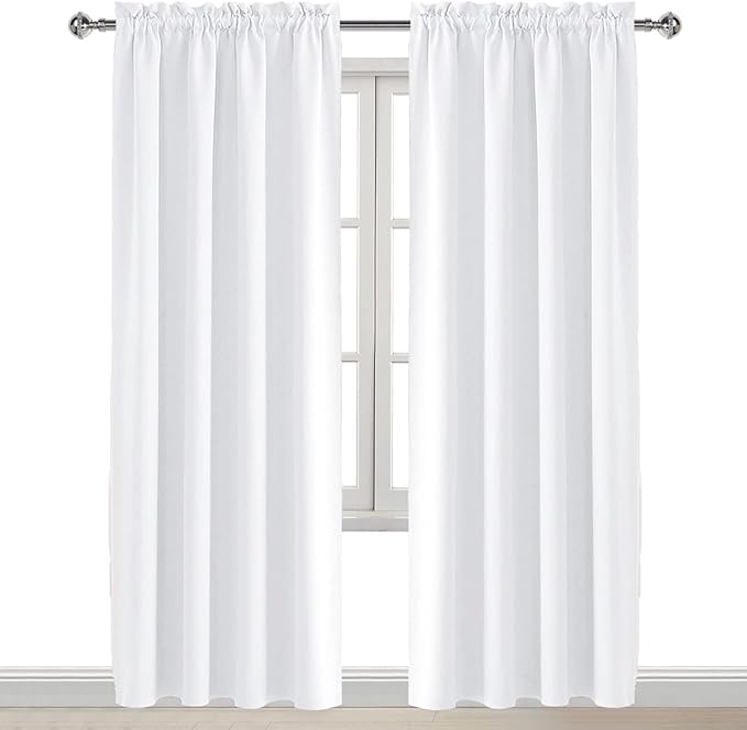 DWCN White Curtains for Living Room Thermal Insulated, 50% Light Blocking Curtains for Bedroom, Dining Room Window, W 52x L 84 Inch, Set of 2 Rod Pocket Curtain Panels - Image 8