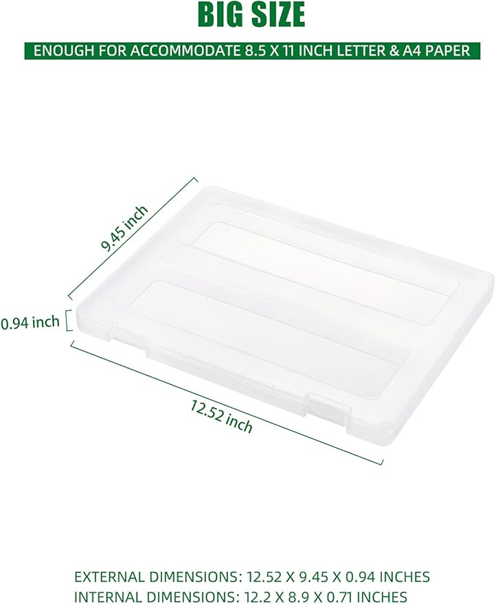 Denkee 4 Pack A4 Paper Organizer Box, Plastic Scrapbook Paper Organizer Containers for Craft and Arts Storage, Portable Board Game Storage for Art Supplies 8.5" x 11" US Letter - Image 2