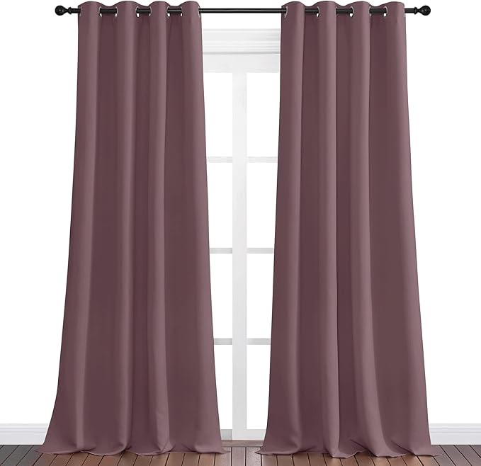 NICETOWN Dry Rose Blackout Curtains 96" Long for Office, Dining Room, Guest Room, 55" Wide, 2 Pieces, Sound Reducing Heat and Cold Block Curtain Panels for Modern Room Decorative - Image 2