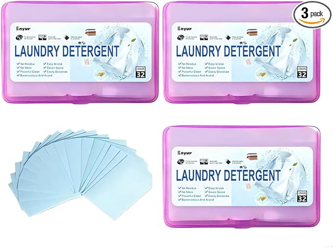 Laundry Detergent Sheets | Ultra-Portable| travel size | 96 Loads, 5-Second Dissolve | TSA-Approved & Eco-Friendly | 2X Stain Removal Tech | HE Safe, Fresh Botanical Scent by Enyur