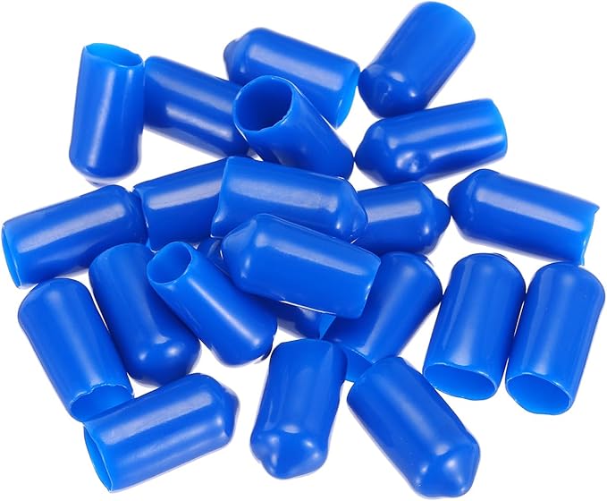 uxcell 20pcs Rubber End Caps 8mm(5/16") ID Vinyl PVC Round Tube Bolt Cap Cover Screw Thread Protectors,Blue - Image 4