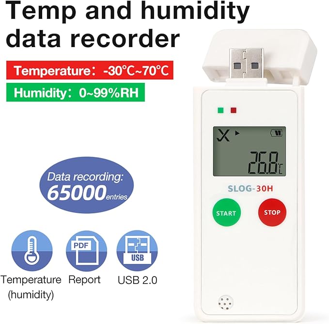 High Accuracy Temperature Humidity Data Logger with LCD Display Alarm Function for Warehouse Cold Chain - Image 3