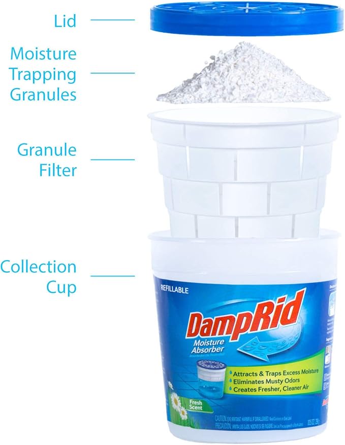 DampRid Fresh Scent Refillable Moisture Absorber - 10.5oz cup – Traps Moisture for Fresher, Cleaner Air - Image 4