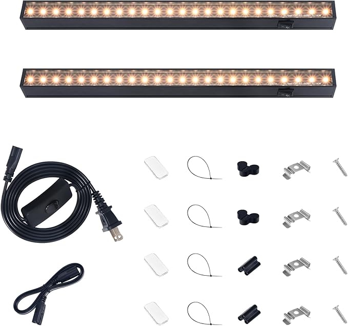 Barrina T5 Grow Lights for Indoor Plants Full Spectrum, 1FT 10W (2 X 5W) Indoor Plant Light with Separate Switch, Linkable, Grow Lamp with Magnetic Installation, Yellow, 2 Packs by Barrina