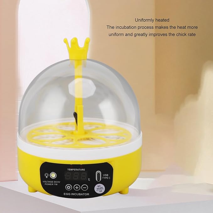 7W Egg Incubator, 4 Egg Poultry Incubator with Manual Temperature Control Egg Turner Egg Candler Egg Turning Humidity Control (Manual Turning) - Image 8