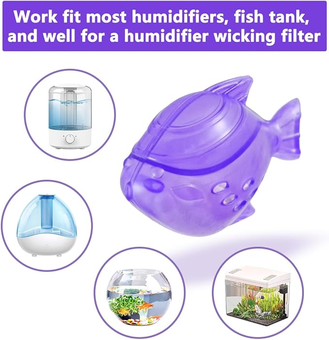 Humidifier Tank Cleaner, 10PCS Universal Humidifier filters fish Compatible with Drop, Droplet, Warm&Cool Mist Humidifiers, Fish Tank, Keep The Water (Fish-Purple) - Image 2