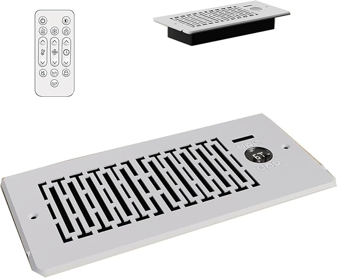 Register Booster Fan for 4"x10", 10-Speed Smart Vent Fan, Improves Heating and Cooling Vents for Home with Intelligent Thermostat and Remote Control by MOTCTQVD