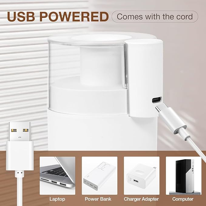 Portable Mini Humidifier, 180ml USB Cool Mist Small Humidifiers for Bedroom, Personal Desktop Humidification for Car Office Travel & Indoor Plants(White) - Image 3