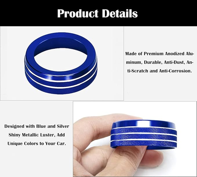Auprite Climate Control Knob Covers for Challenger Accessories 2015-2023 2024, for Dodge Charger 2015-2023 2024, for Dodge Chrysler 300/300s 2015-2024,3Pcs Kit (Blue) - Image 7
