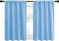 NICETOWN 2 Panels Blackout Curtains, Rod Pocket Thermal Insulated Drapes for Kitchen, Heavy Duty Small Window Treatment for Dorm Room, Studio Apartment, Basement (Blue, W42 x L30) by NICETOWN