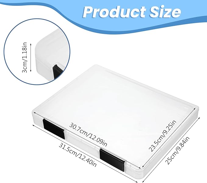 6 Pcs Clear A4 File Box Document Plastic Storage Box Paper Plastic Case Board Game Storage Containers Magazine Protector File Holder with Buckle (Black,12.4 x 9.84 x 1.18 Inches) - Image 2
