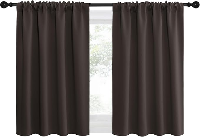 NICETOWN 2 Panels Blackout Curtains, Rod Pocket Thermal Insulated Drapes for Kitchen, Heavy Duty Small Window Treatment for Dorm Room, Studio Apartment, Basement (Toffee Brown, W42 x L30) by NICETOWN