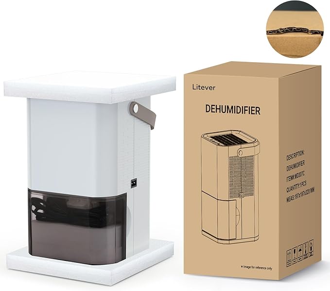 Litever Dehumidifier Highly Efficient for Home. Compact Quiet Portable with Auto Shut OFF. 57OZ Water Tank. Delay-Off Timer and Ambient Light. Good for Small Bedroom Bathroom Basement RV Camper Closet - Image 8
